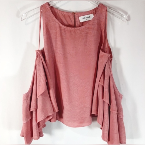 Coral Wet Seal Womens Cold Shoulder Canyon Sky Top in Large - Picture 6 of 8